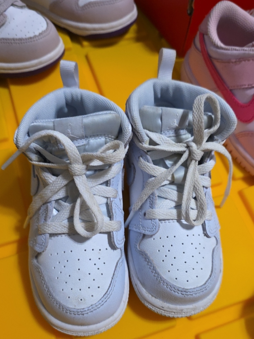 Nike Kids White High-Top Sneakers with Light Gray Accents